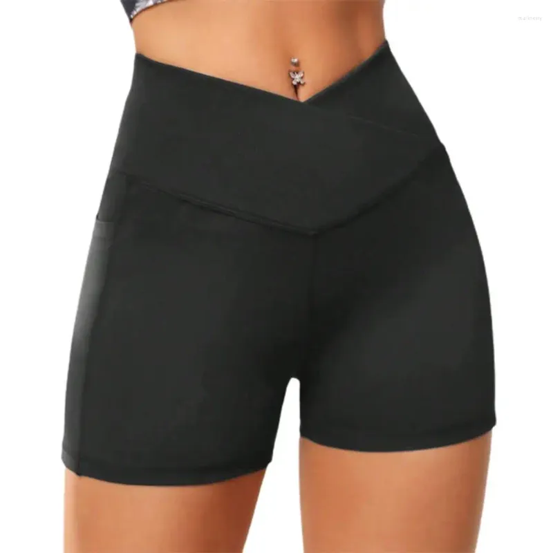Dames shorts Women High Stretch taille compressiesporten met telefoonzakken voor sportschooloefening stretchy buik