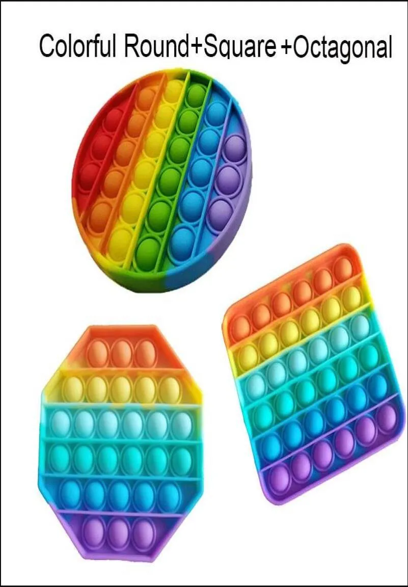 Hot Game Set Cute Silicone Rainbow Push Bubble Toys Anti-Stress Relief Stress Sensory Squeeze Kids Adult Toys Funny Gifts 20216865331