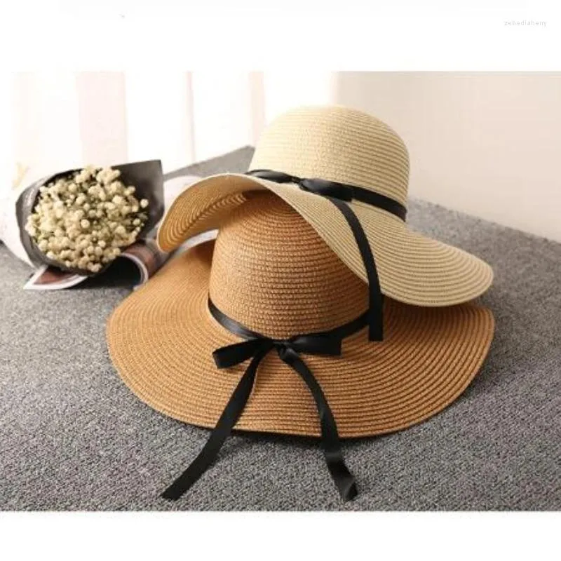 Berets Big Brim Bowknot Sun Hats дышащие защита соломенная шляпа для мужчин Женщины летние туристические спортивные спортивные спортивные кепки пляж