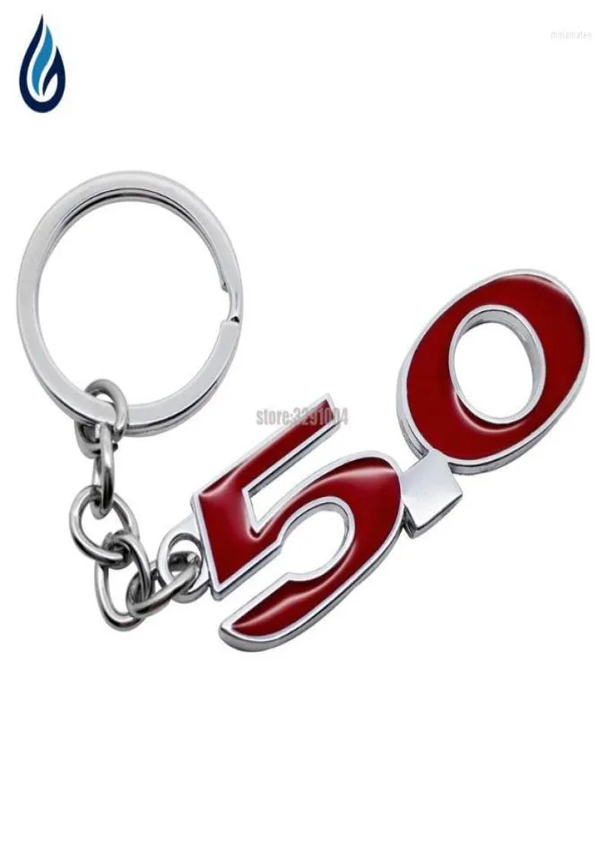 Keychains Metall 50 Emblem Red Black Car Keychain Keyring -Schlüsselringe für Mustang GT V8 Coyote -Kettenzubehör Miri224666785 Passend