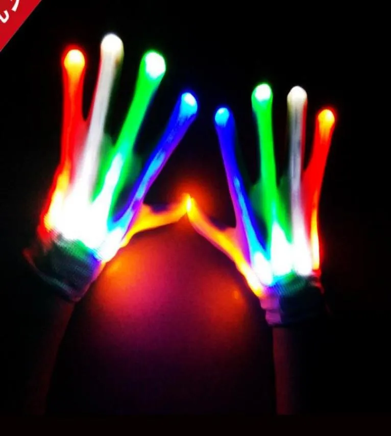 Club Party Dance Halloween Flashing Lead Gloves Finger Up Glow Gloves Fant Dress Light Show Shown Christmas Festive Supplies5296855