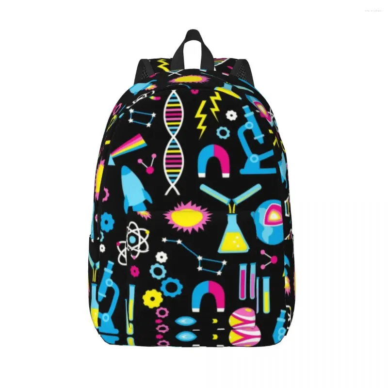 Ryggsäck Science Studies Canvas för män Kvinnor Water Resistant School College Geek Chemistry Physics Bag Print Bookbags