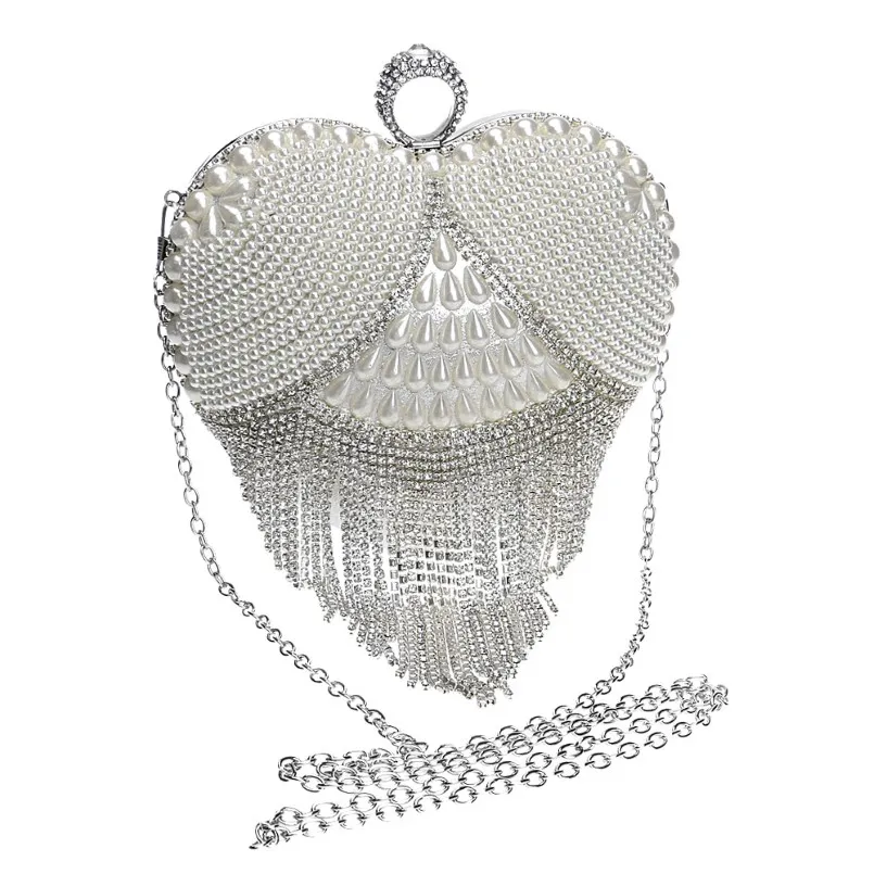 Ring-doigt Ring Rignestones Mariage Hands Sac à main Diamants en forme de coeur Femmes Sacs de soirée Chaîne épaule Purse Per perle Perte Small Purse 171W