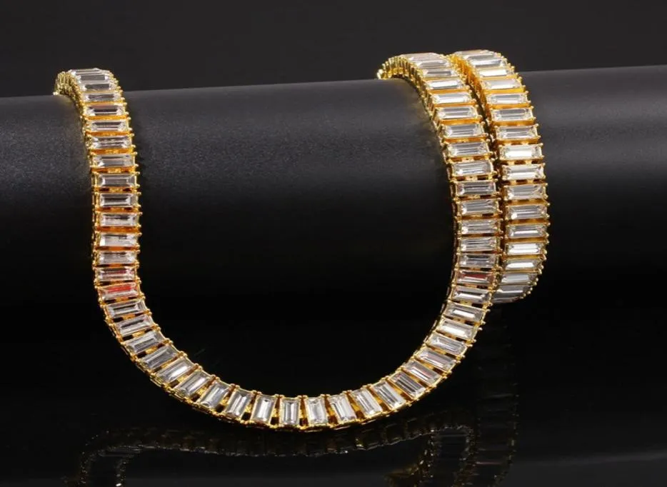 Hip Hop Bling Bling Jewelry Mens Diamond Iced Out Gold Tennis Chain colar Colares de moda1934836