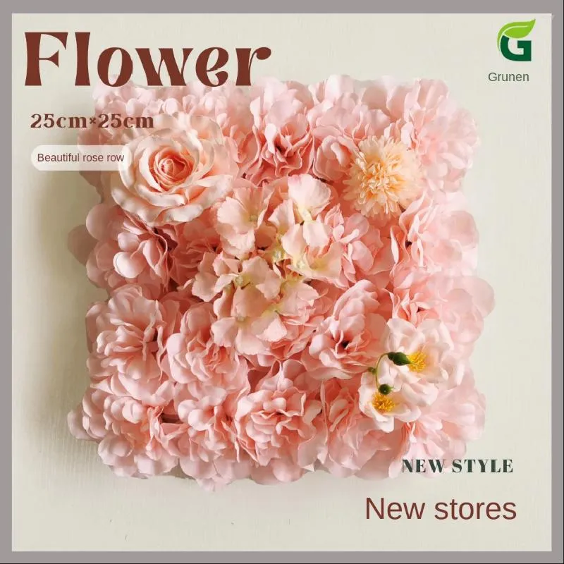 Decorative Flowers 60 40cm Artificial Flower Wall Background Decor Wedding Shop Decoration Hangings Dahlia Rose Row