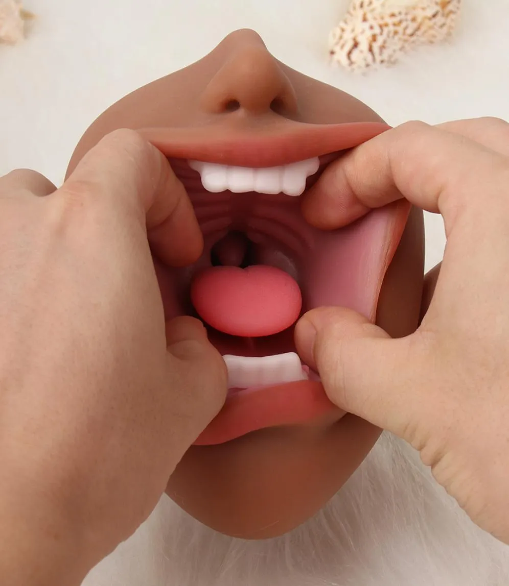 Deep Throat Oral sexy Male Masturbator Pocket Adult Toys 4D Mouth Blow Job Vagina Cup With Tongue Toy For Men1966035