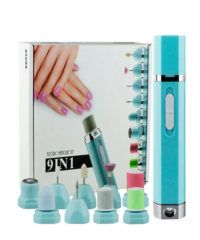 9 in 1 Electric Manicure and Pedicure Set Electric Nail File Sharper Trimmer Manicure Drill Cuticle2873021