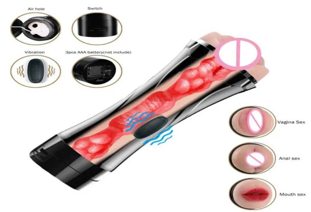 Real Pussy Pocket anal bouche masturbatrice mâle tasse vibratrice Sex Dolls Toys for Men Artificial Vagin Pocket Adult Toys Products x039871276