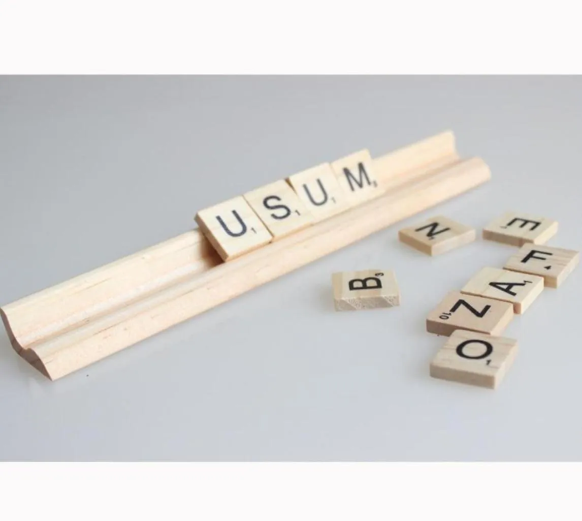 Holz Scrabble -Fliesen -Buchstaben stehen Regeln 19 cm Länge ohne Buchstaben Holzständer 20 PCS1436105