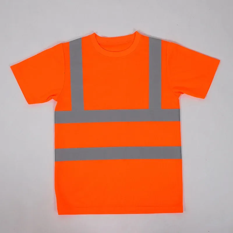 Camisa ao ar livre Fluorescente Alta visibilidade Trabalho de segurança Summer Summer respirável t colete reflexivo Tshirt Quick Dry 240510