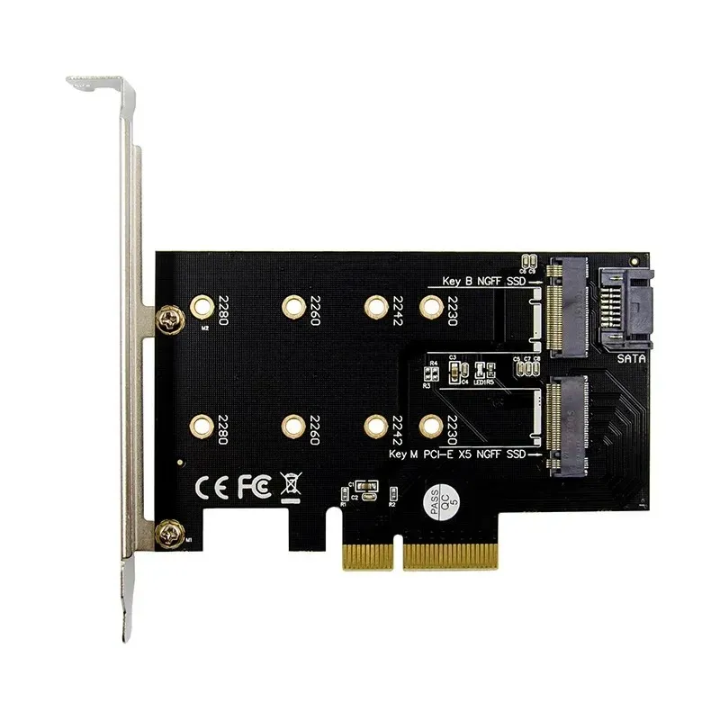 Adaptador PCIE M.2 Dual M2 SSD NVME M Chave B-chave baseada em SATA para PCI-E 3,0 x 4 Suporte ao conversor 2280 2260 2242 2230