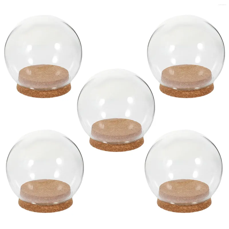 Vasen 5 PCs erhalten Blütenabdeckung Mini -Kuchen -Stand Cupcake Container Vase Glass Dome schmücken mit Basisschutzverzierung