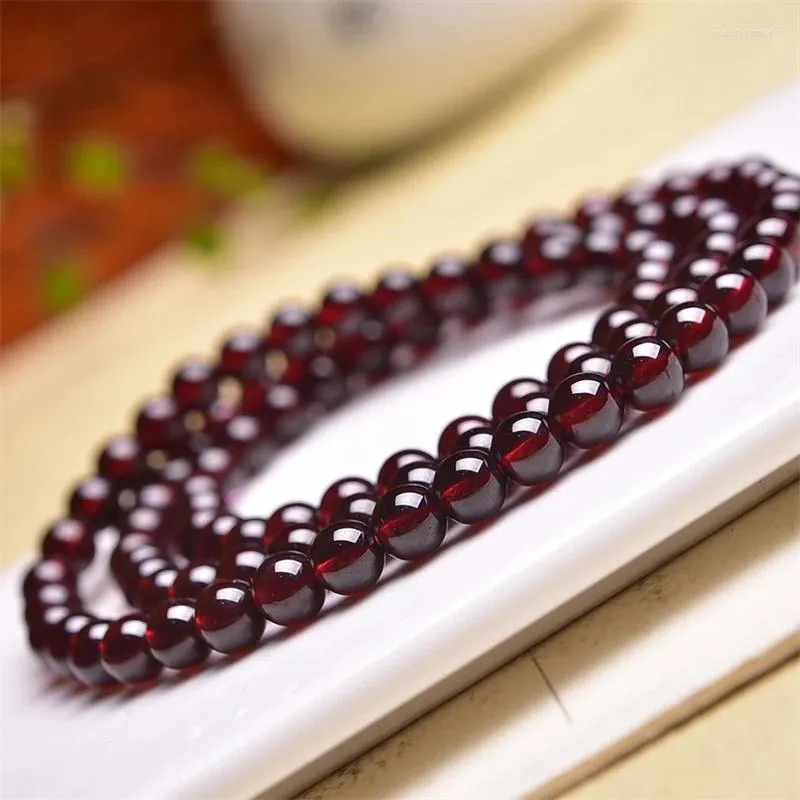 Bracelets de liaison 6 mm Garnet Natural Triple Circle Bracelet Healing Fengsui Stone Women Jewelry Cadeaux 1pcs