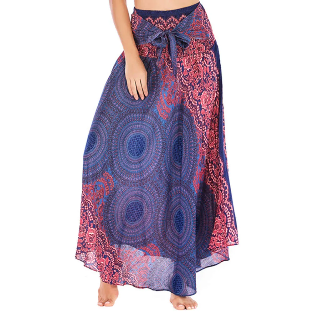 Vestido de diseño para mujer Perspectiva de encaje largo de cuello redondo Thai Thai Skirt Beach Holiday Vestido para mujer Falda Dos Big Swing Belly Dance Ball Dress Ekjj