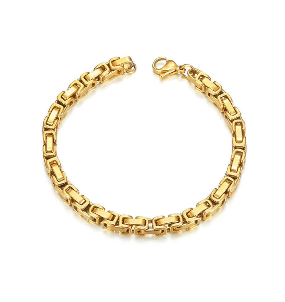 Trendy Chain Men Bracelet Punk Gold Color Bangle 5mm breedte Byzantine Link S For Women Sieraden Braslet 20215254781
