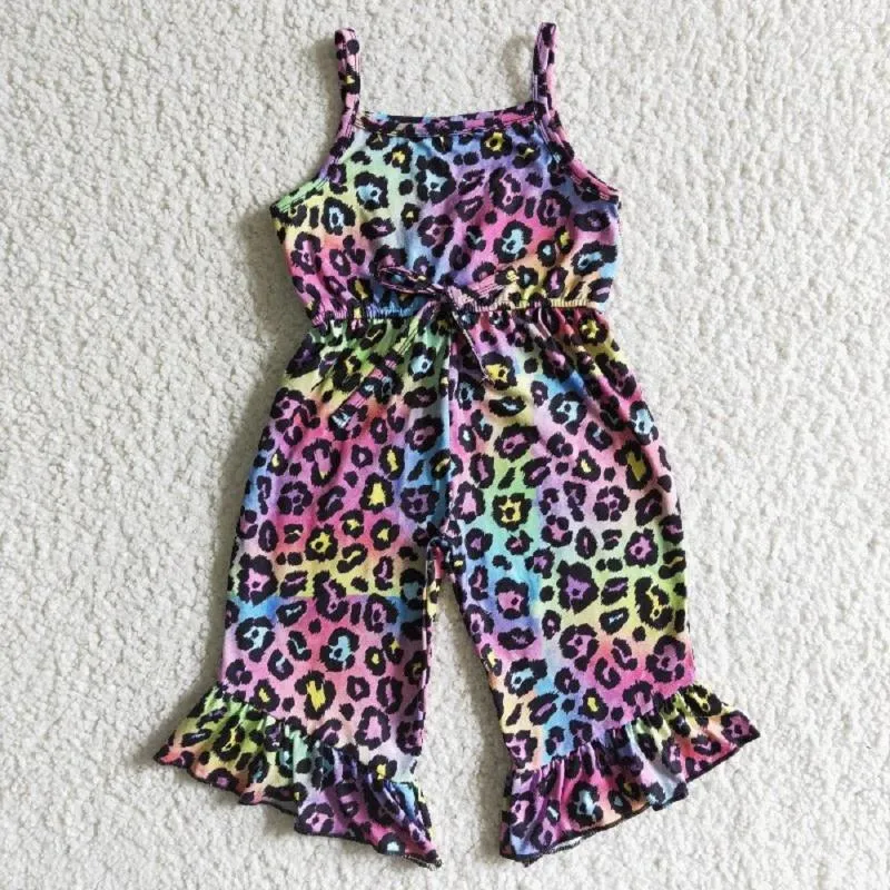 Clothing Sets Fashion Piebald Leopard Print Melange Jumpsuit Wholesale Boutique Children Clothes RTS Romper Bodysuit