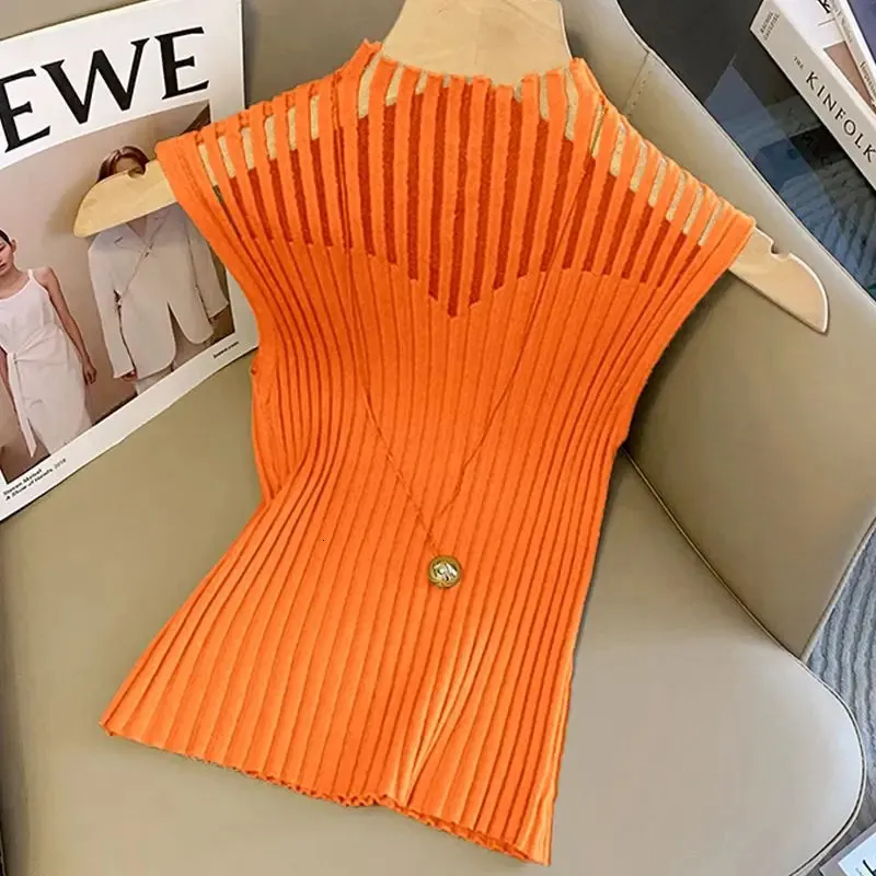 Gilet Slim Fit à demi-cou patchwork pour femmes conception d'automne printemps de camisole européenne Top Top Women 240509