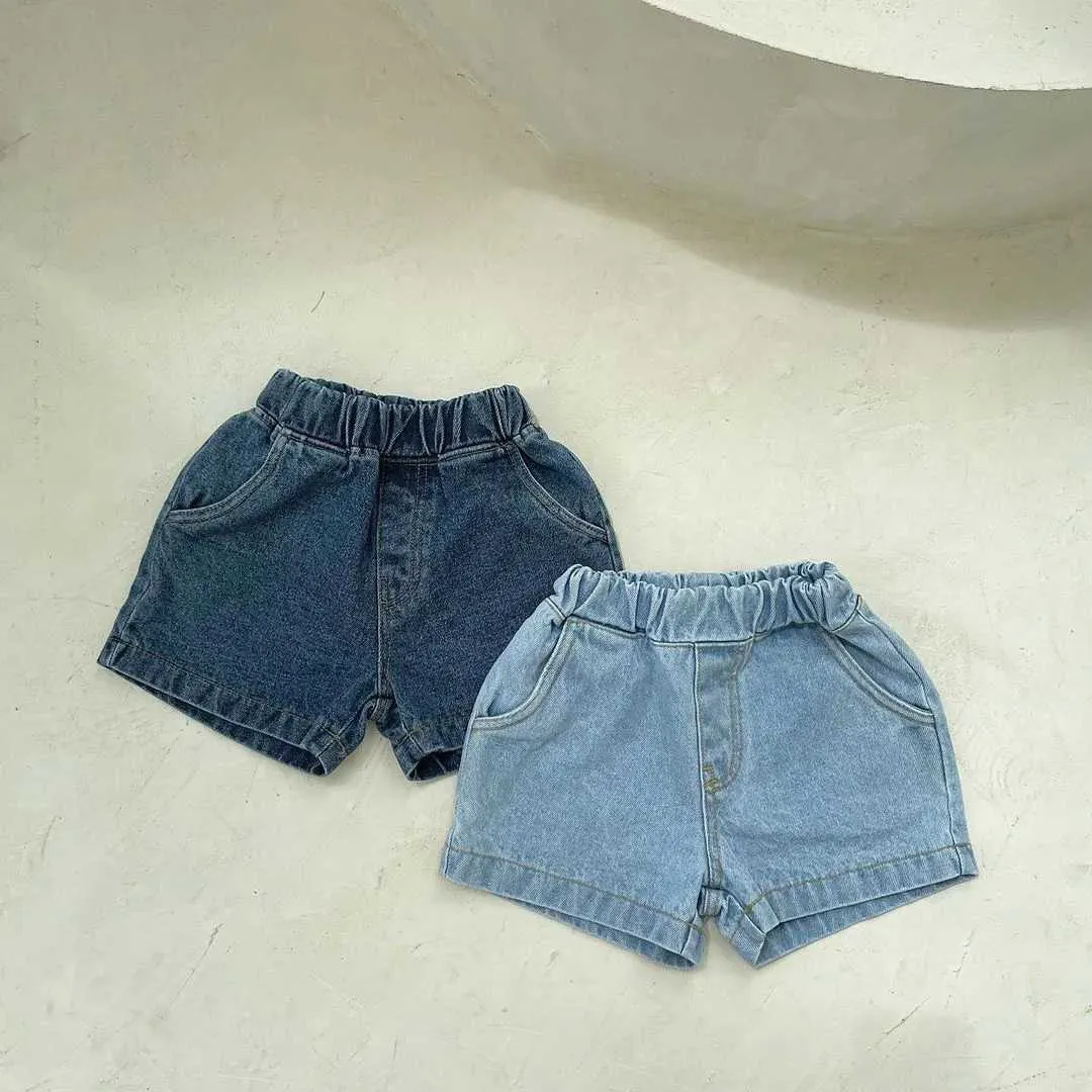 Шорты летняя детская одежда сплошная джинсовая штаны, прямые девочки шорты для мальчиков, брюки 2405