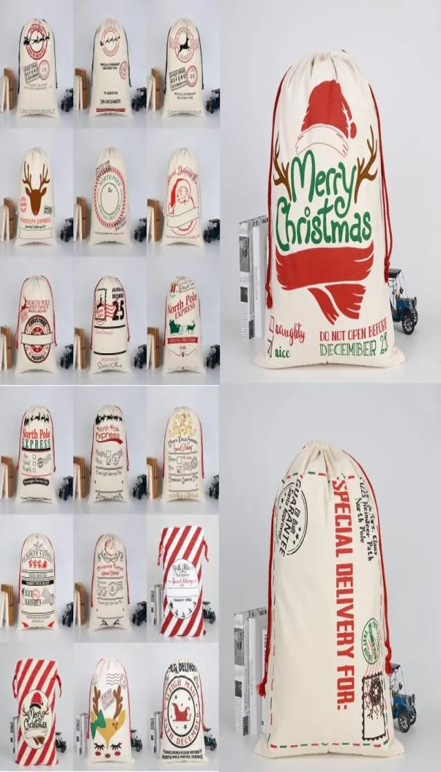 Sacs monogrammables cadeaux de Noël sacs à cordon DHL Santa Noël avec toile grande toile Santa Claus Sac Sac Reindeers Shippi C4249367