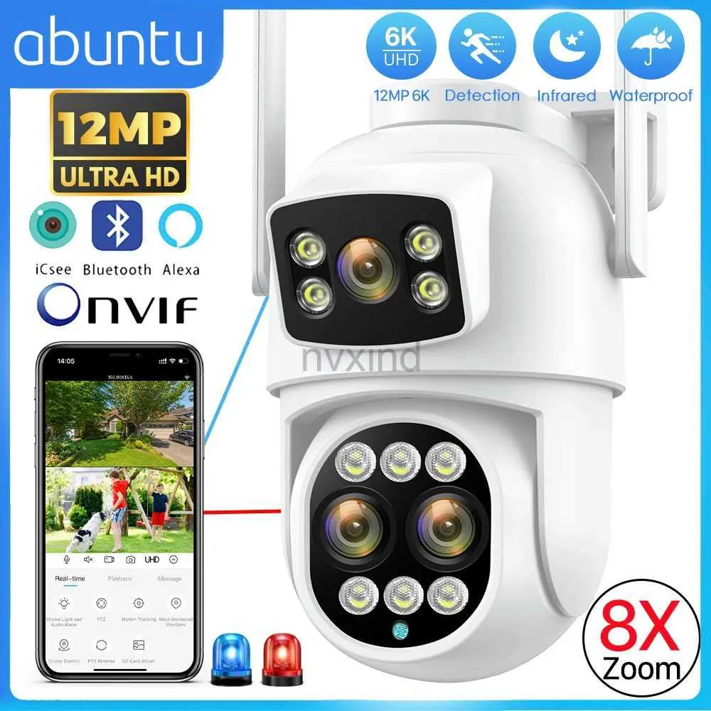 IP Cameras 12MP 6K CAMÉRICE IP IP 8X Zoom double écran 8MP PTZ WiFi Monitoring Camera Outdoor Vision Night Vision ICSEE Application Détection humaine D240510