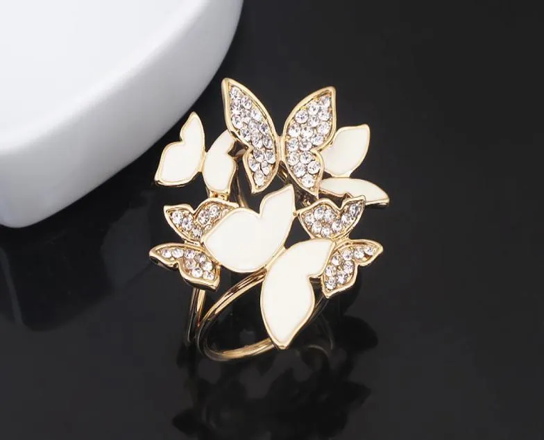 Fashion Gold Plodato Two Colours Charm Rhinestone Butterfly Scarf Buckle Womme Women Accessori 8586889