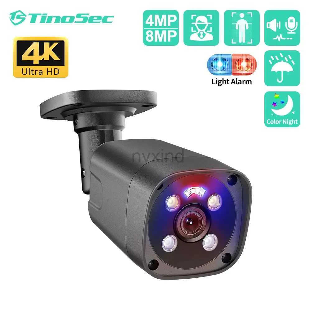 IP Cameras Tinosec 4K POE Sécurité Caméra IP Ultra HD 4MP 8MP extérieur imperméable Bidirectionnel Audio Detection Human Camera Camera Camera D240510