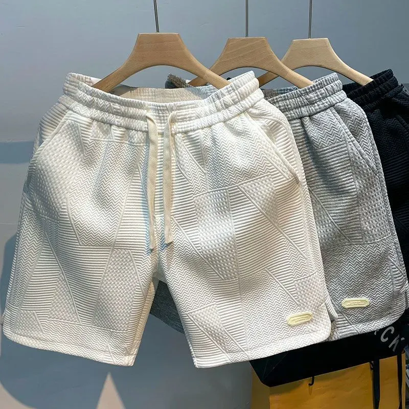 Shorts pour hommes Summer Hommes décontractés jogging sport pantalon court motif de vague de couleur