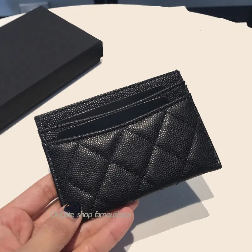 Porte-carte de crédit C Red Calfskin Caviar portefeuilles en cuir authentique Men de cartes pour femmes porte-monnai