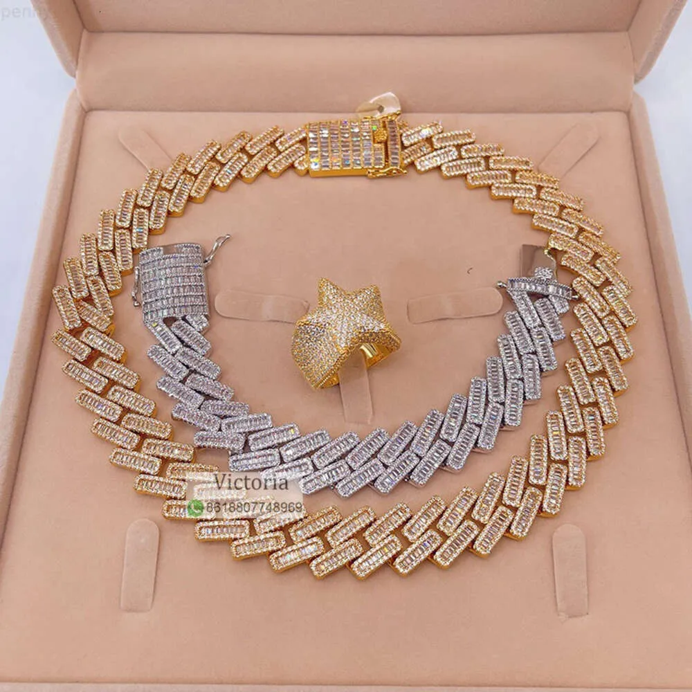 15 mm stokbrood diamant ijs uit Moissanite Cubaanse armband voor mannen