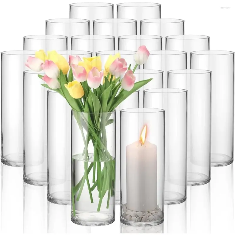 Vasi da 24 pacchetti cilindro di vetro alto per tavoli per la festa di nozze evento domestico Decorazioni di cene formali (4 x 10 pollici) Freight