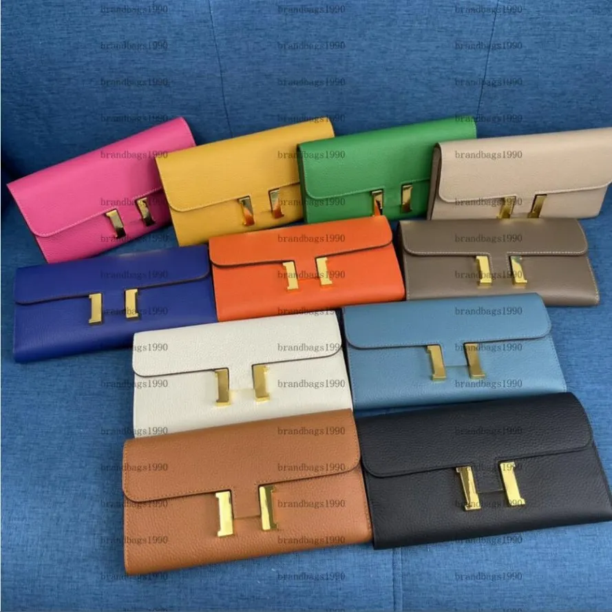Designer Purse Togo woman Wallets Gold Buckle Whole cowskin Card holders Bags fashion Genuine leather Long wallet For lady 11 Colors 53 229A