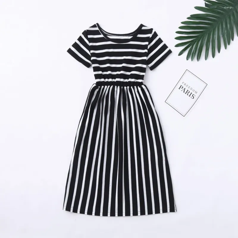 Mädchenkleider Casual Sale Sleeve Striped Kinder Baby Kleidung Kleinkind Kurzmädchen Kleider Druck drucken