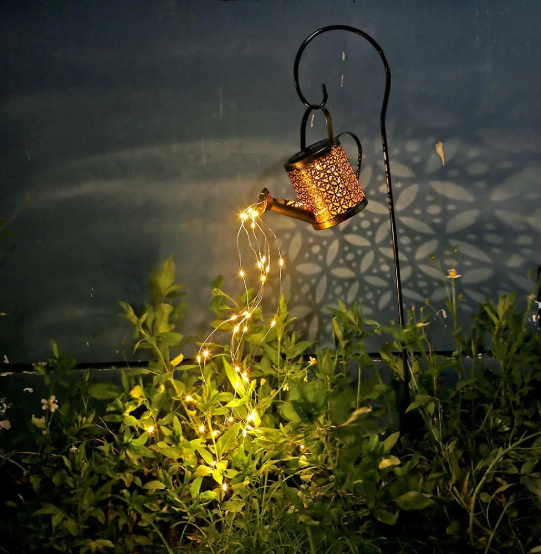 Dekoracja ogrodu Outdoor Solar Watering Can Dekoracja podwórka i ogrodowego Fairy Light String Garland Dekoracyjne światła Q2617362