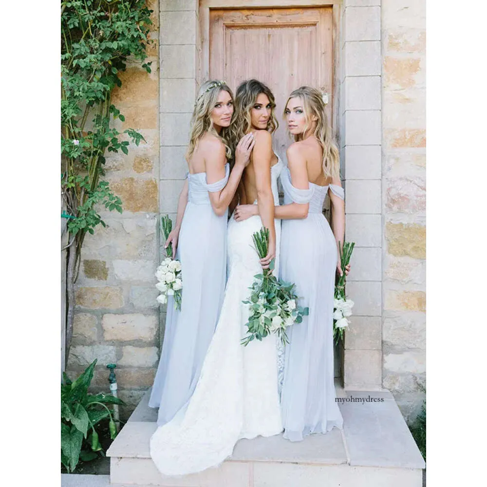 Light blue chiffon bridesmaid dress sales