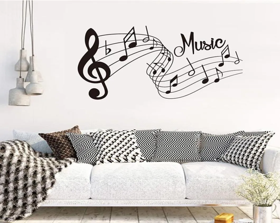 Adesivos de parede músicas de arte de moda canções de som notas de melodia decalques de parede de parede quarto decoração de sala de estar de decoração de sala2026818494