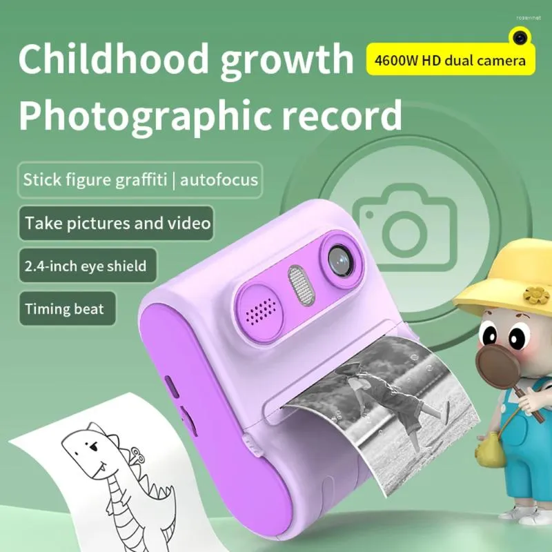 Caméras numériques pour enfants Caméra instantanée INTANT PO Mini vidéo 1080p HD Child Selfie Toy 2,4 pouces Thermal Imprimante Toys Gift