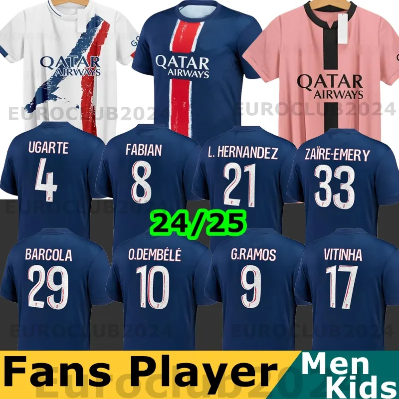 2024 2025 Maglie da calcio MBAPPE Quarta maglia da calcio 24 25 Maillots Shirt da calcio Kit Kit Kit Set Enfants Ugarte O Dembele G.Ramos Muani Ugarte Barcola