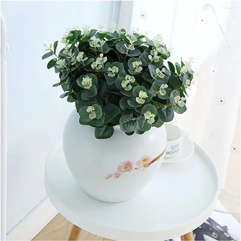 Decoratieve bloemen kunstmatige bruiloft decor tak cake diy plastic planten bladeren groene stengels nep eucalyptus bos