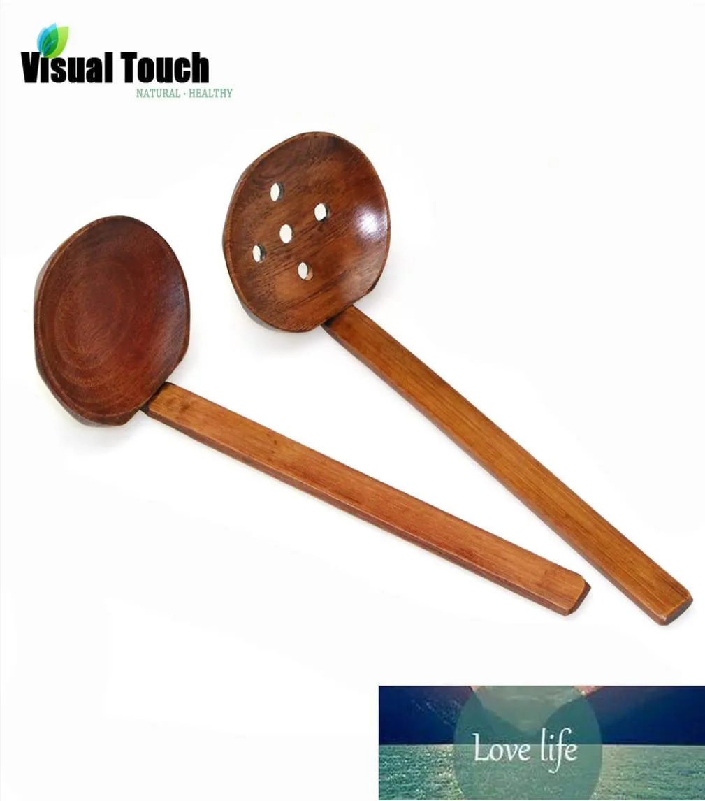 Visual Touch Multiuse Nature Solid Wood Ladle Server Set Pierced Table Spoon Pot Ramen Noodle Soup Buffet slits Spoon7204831