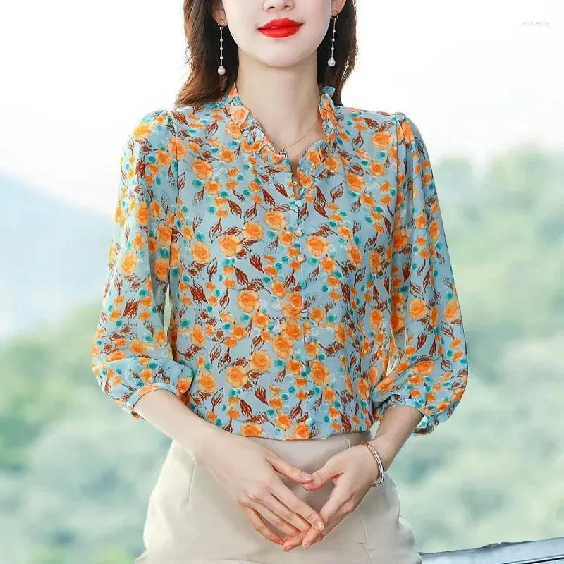 トップス yilon little flower chiffon blous Little flower chiffon blouse – YILON