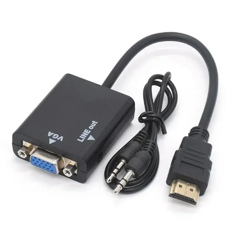 HDMI-kompatibler Adapter an VGA HD-Konvertierungskabel Audioausgabe PC-Video-Kabel Adapter VGA HDMI-kompatibler Laptop-Adapter