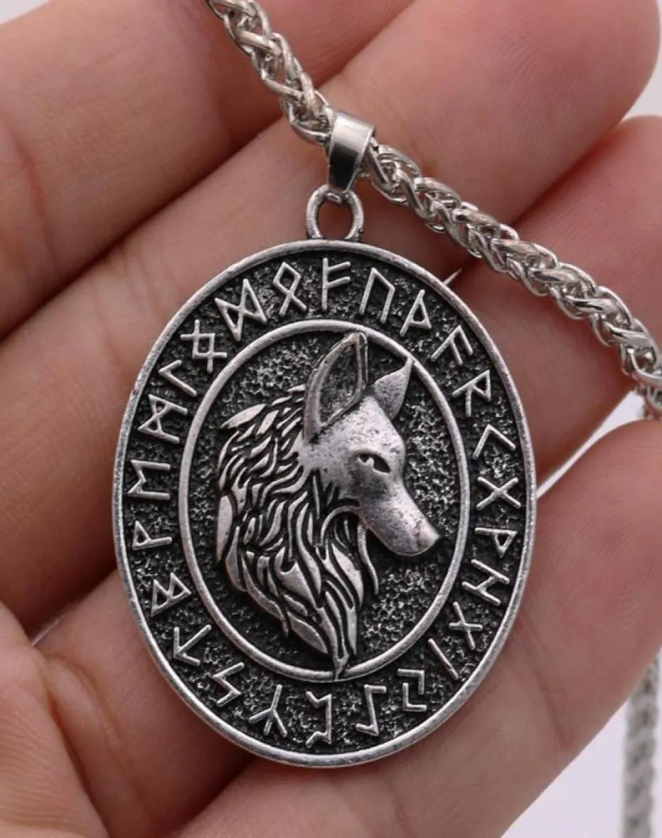 Vikings wolf hanger Norse runic runes amulet en talisman sieraden viking ketting dropship leveranciers 20205362881