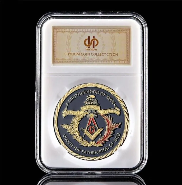 Souvenir Coin Brotherhood European Masonic Masonry Craft 1oz Gold plaqué Collectible Token Physical WPCCB Box8513666