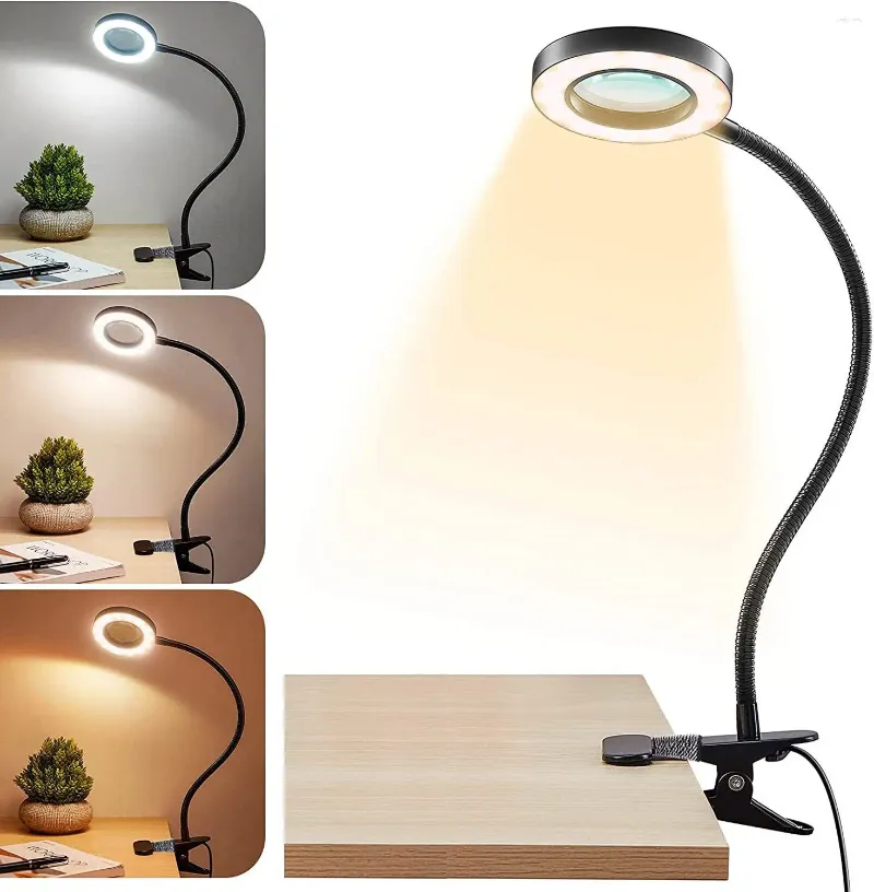 Lampes de table Clip LED sur la lampe de bureau 360 ° Flexible Golodck Light Light Oeil Usb Blamp Books Night Lire Beauty Ferm-In