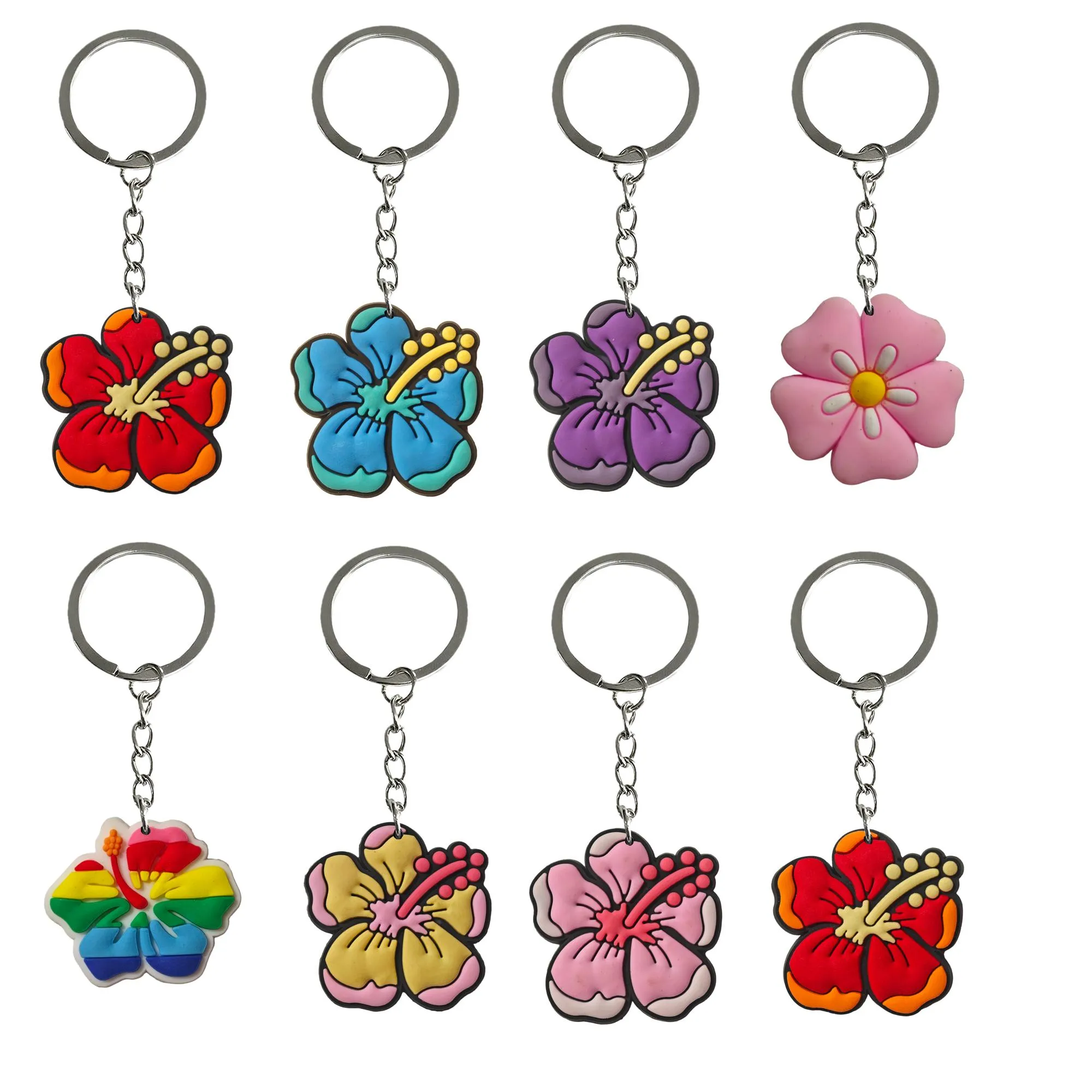 Keychains Lanyards Pentapetal Flower Keychain för Goodie Bag Stoppers levererar flickor pojkar Keyring Lämplig skolväska ryggsäckbil ch otxpc