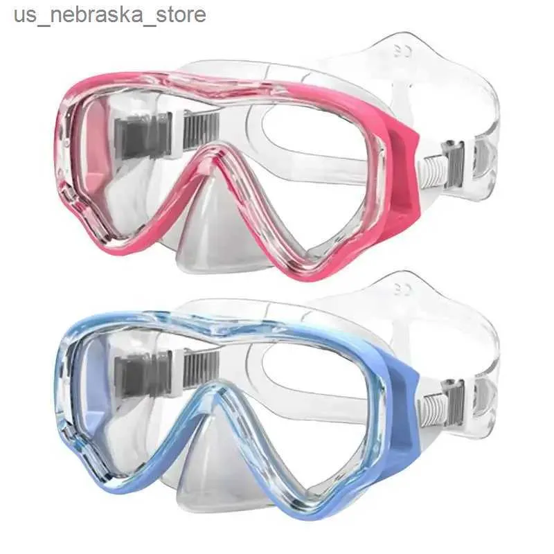 Óculos de mergulho com os óculos de natação de crianças inflatáveis Anti nevoeiro de mergulho com tampa do nariz sem vazamento q240410