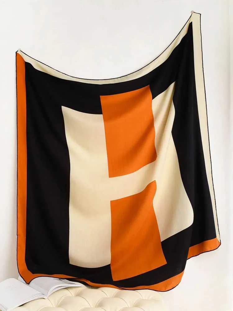 Шарфы H шерстяной кашемир шелковый шарф 135 см дизайнерской бренд -бренд -квадрат квадрат зимний