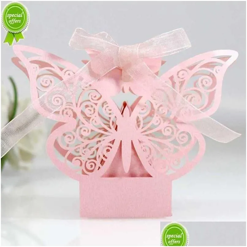 Andere Haushaltsorganisation New 10/20/30PCS Pink Butterfly Candy Box Hochzeit bevorzugt Schokoladengeschenkboxen für Gäste Geburtstag par dhlva