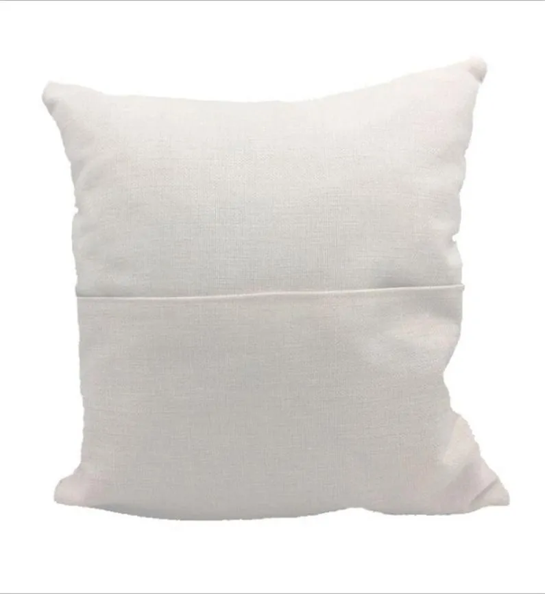 Sublimation Blanche d'oreiller 4040cm Couleur solide Livre de poche oreillers Couvrer le coussin en lin en polyester blanc beige personnalisé8720588