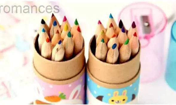 Crayons 12 couleurs mignons couleurs crayons crayons décoratifs fournitures scolaires papeterie colorier marco raffine articulos de papeleria d240510